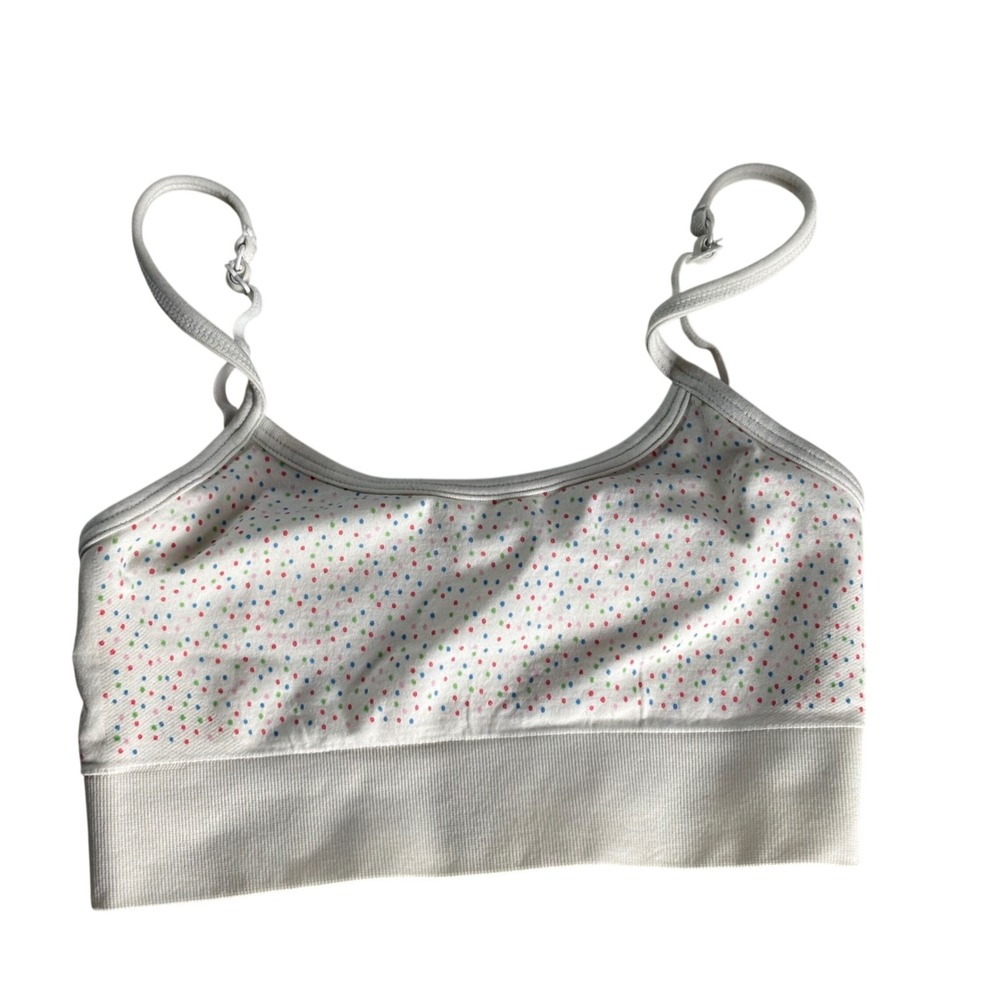 Wonder Nation Bralette Girls XSmall White Polka Dot Seamless Cami‎ Bra